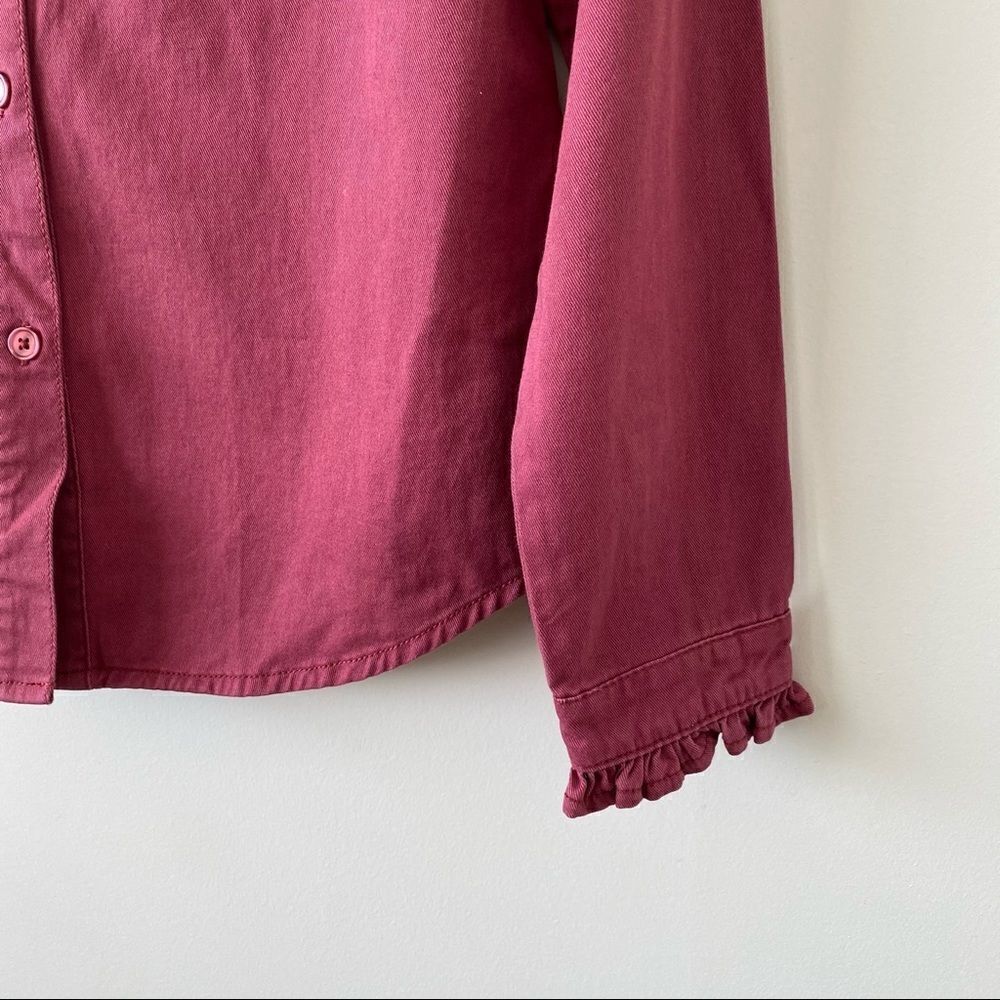 Tu - Brick Red Ruffle Button Down Shirt - Small - Picture 6 of 8